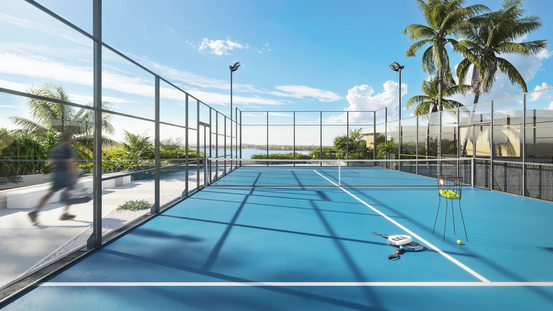 Court de padel réglementaire, à la jouissance sportive exclusive des résidents.